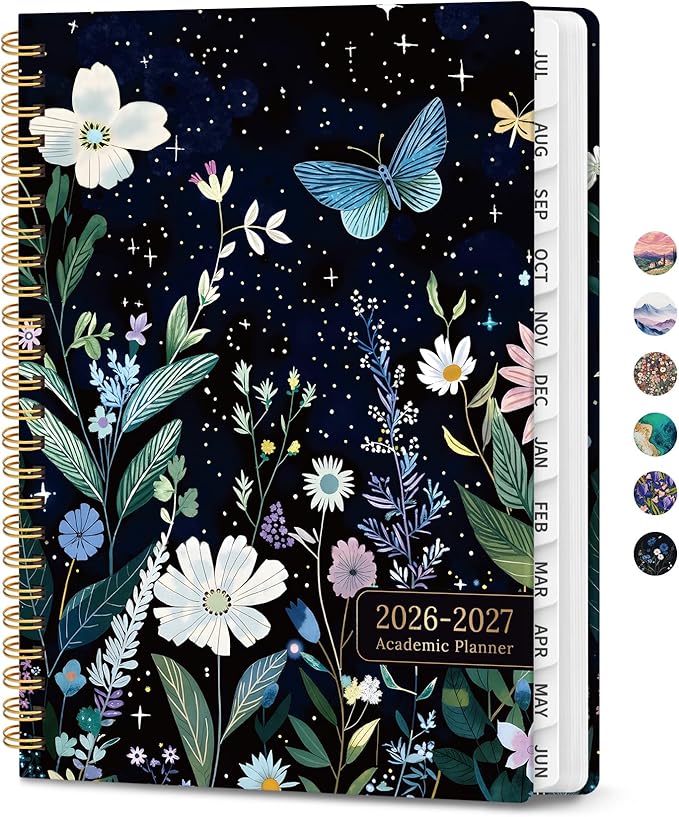 Planner 2026-2027, Monthly and Weekly Academic Planner July 2026 - June 2027, Hardcover Student Teacher Planning Agenda Calendar Book with Tabs, Perfect for Office School Supplies, A5 (6.3" x 8.5") - Celestial