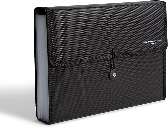 U Brands 13-Pocket Fashion Performance Expandable File Folder (Black)