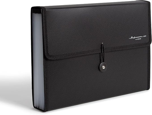 U Brands 13-Pocket Fashion Performance Expandable File Folder (Black)