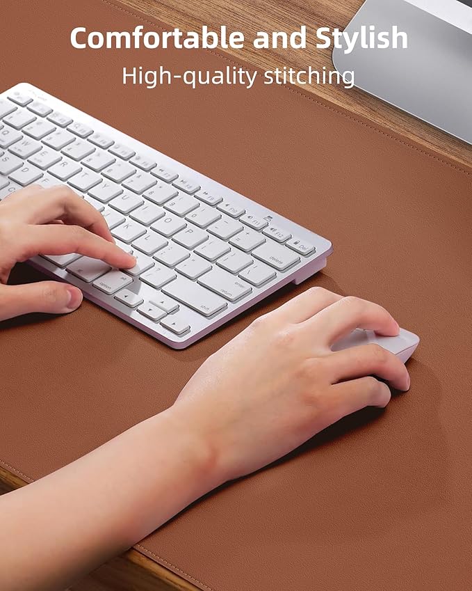 AFIING Large Desk Mat 55" x 24" - PU Leather Desk Pad Protector, Waterproof Non-Slip Extended Mouse Pad for Office Desk, Keyboard, Laptop and Home Workspace (Brown)