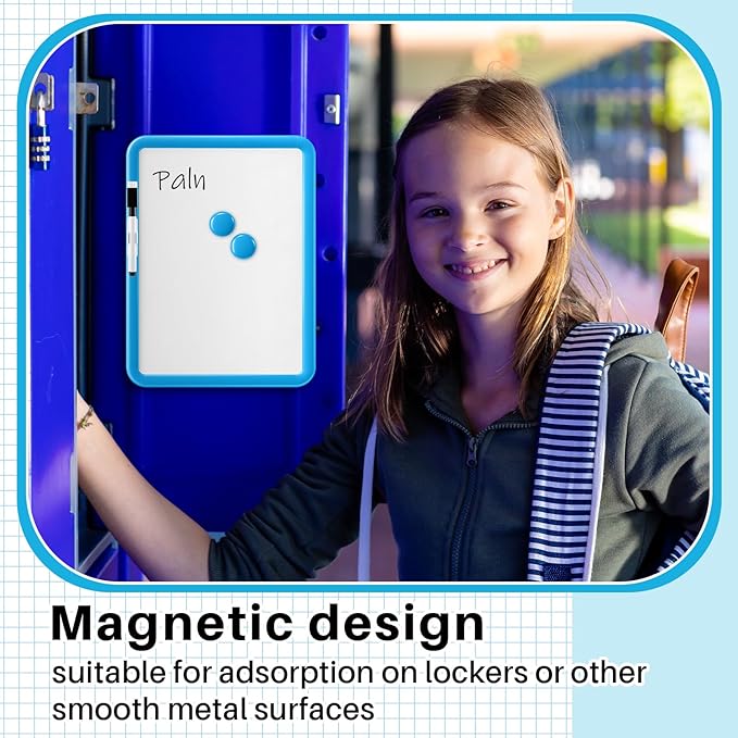 Lincia 6 Pack Magnetic Dry Erase White Board, 8.5"x11" Board with 14 Markers, Small Dry Erase Whiteboard with Magnetic for School Locker, Office, Refrigerator, Students, Girls