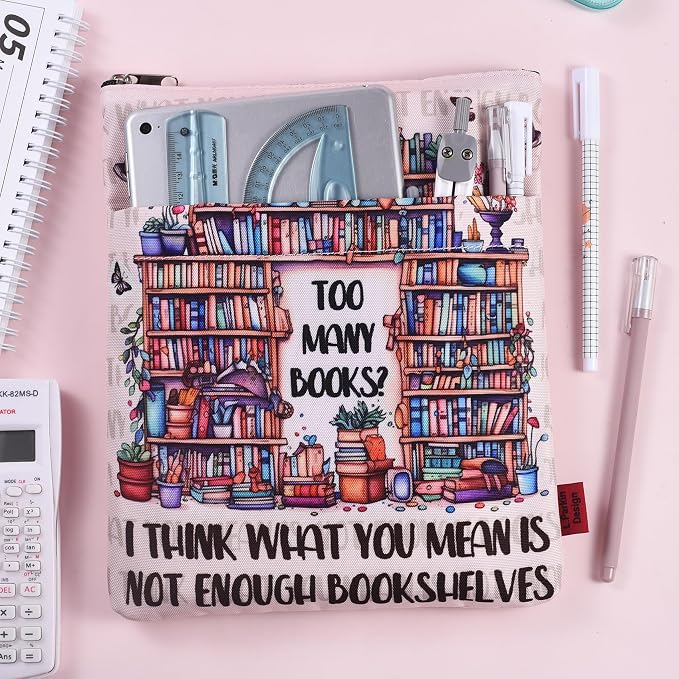 LParkin Book Lover Book Sleeve for Women, Bookworm Librarian Gift, Book Club Reading Lover Waterproof Book Cover, Funny Library Gift, Fabric Book Pouch