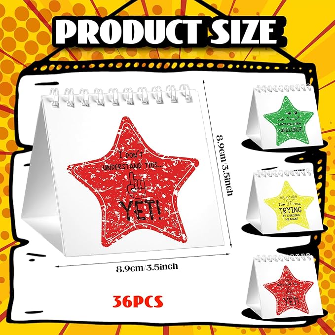 36 Pcs I Need Help Mini Flip Charts Star Classroom Management Need Tools Behavior Self Assessment Cards for Teachers School Educational and Learning Activities Supplies(Novel Style)