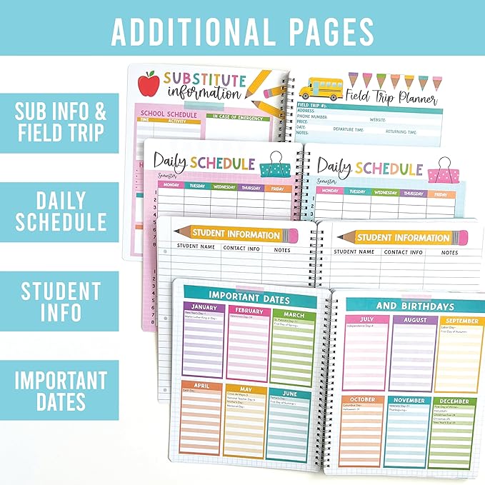 Hadley Designs Teacher Planner 2025-2026 – Lesson Planner Book for Teachers Must Haves, Undated Teacher Planners, Lesson Plan Notebook, Homeschooling Planners, Teachers Appreciation Gifts