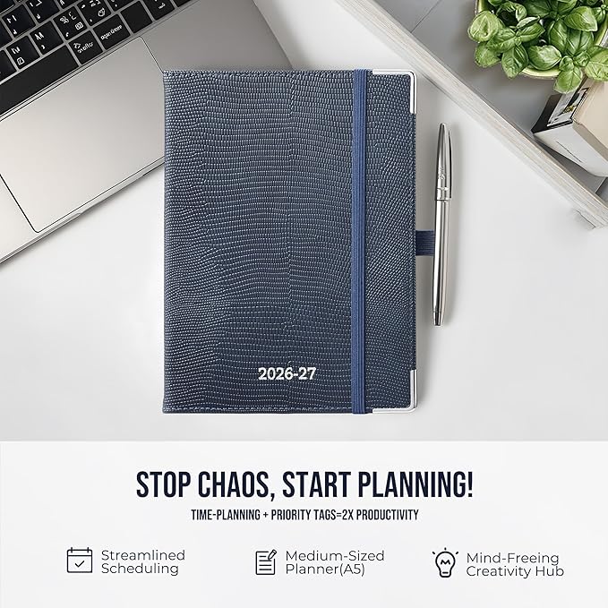 Planner 2026-2027 Weekly & Monthly Planner with Hourly Time Slots, 18 Month Academic Calendar July 2026 – Dec 2027, Vertical Layout, Monthly Tabs, Hardcover Business Agenda, Dark Blue