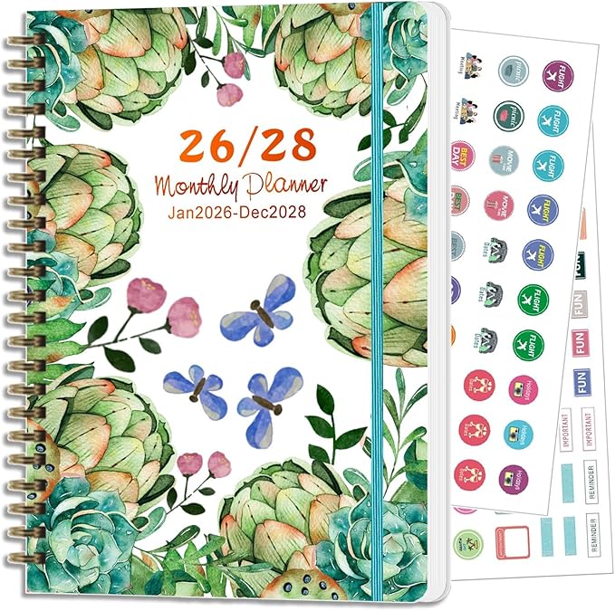 2026-2028 Planner, Three-Year Planner, Daily Plan and Monthly Plan Book, Bound with Iron Circle, A5 (8.26 "x 5.9") (Green)