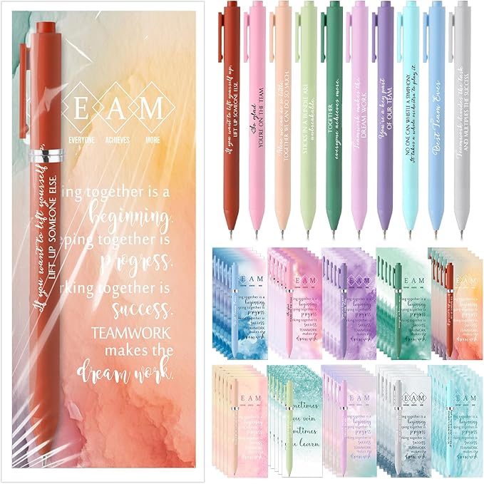 Quelay 30 Set Motivational Employee Appreciation Gifts Bulk Inspiring Quote Bookmarks Inspirational Pens for Women Team Building Gifts Thank You Gift for Nurse Coworker Staff Office(Team)