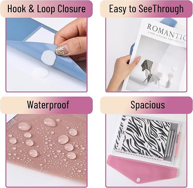 Mr. Pen- Clear Plastic Envelopes File Folders, 20 Pack, A4, Letter Size, Colorful Flaps, Clear Folders for Documents Plastic Poly Envelopes with Label for School, Home, Work, Office, Organizer