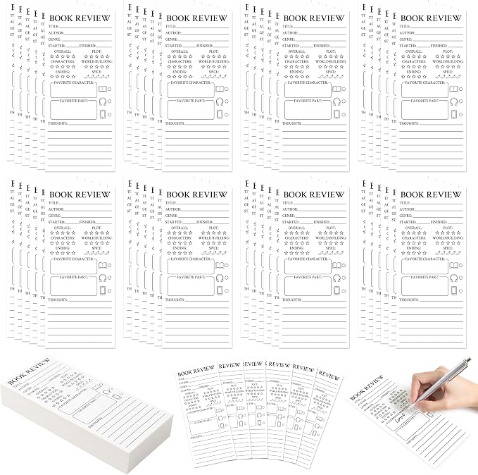 L1rabe Book Review Bookmarks for Readers - Back to School Gift 100 Book Marker Reading Log Page Markers for Bookish Bookworm Gift, Reading Page Tracker for Students Teachers Women to Review Tracker