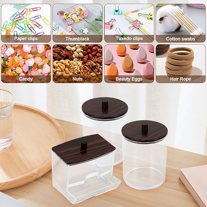 Buqoo 6-Piece Walnut Wood Desk Organizer Set - Pen Holder with Acrylic Insert, Tape Dispenser, Sticky Note Holder, Paper Clip Holder for Home Office School Supplies