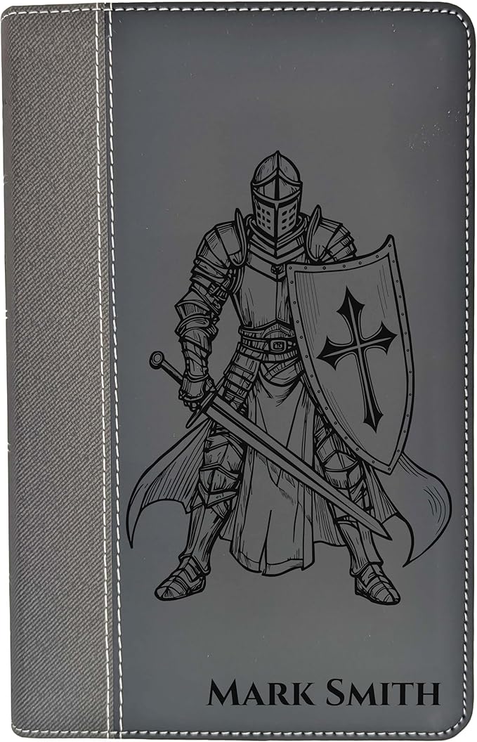 Farm and Posh Personalized NIV Personal Bible with Crown of Thorns | Large Print (Black Knight Standing Solo)