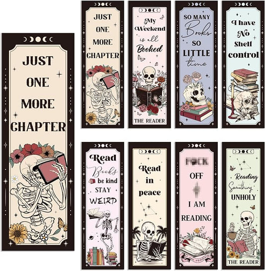 Gothic Skull Bookmarks Gifts: 40 Pcs Skeleton Reading Book Marks Bulk, Horror Theme Page Marker Clips for Women Men Book Lovers, Spooky Gifts for Halloween School Office Supplies