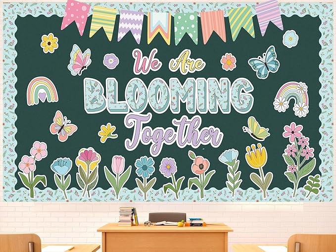 Pasimy Spring Bulletin Board Decorations Set 3D Sunflower Bulletin Board Bee Classroom Decor Honeycomb Butterfly Flower Kindness Cutouts Borders for Home Office Wall Door Window Supplies(Diverse)