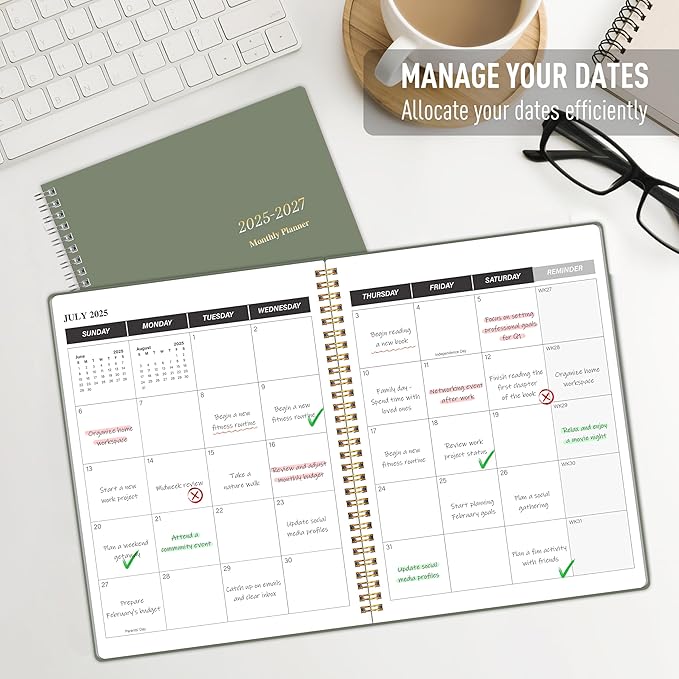 2026-2027 Monthly Planner, Calender Planner from Jan 2026- Jun 2027, 18 Months for Planning with Habit Tracker, To-Do List, Goals,Summary ,7.5" x 10", Spiral Bindding for Personal Organizer and Office Supplies