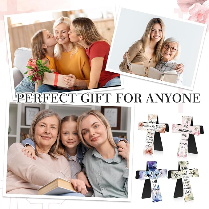 Resurhang 24 Pcs Magnetic Bookmarks Christian Cross Magnetic Page Markers Religious Bible Verses Bookmarks for Mother's Day Women Student Church Study Group Graduation Coworker Team (Watercolor)