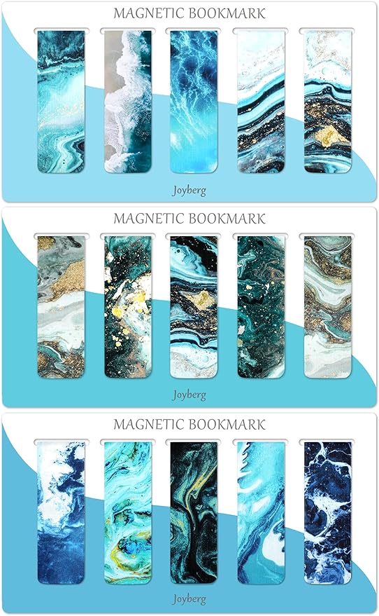 30 Pieces Bookmarks, Magnetic Bookmarks for Women, Men, Book Lovers, Page Markers for Students Teachers Reading (Multi Ocean)