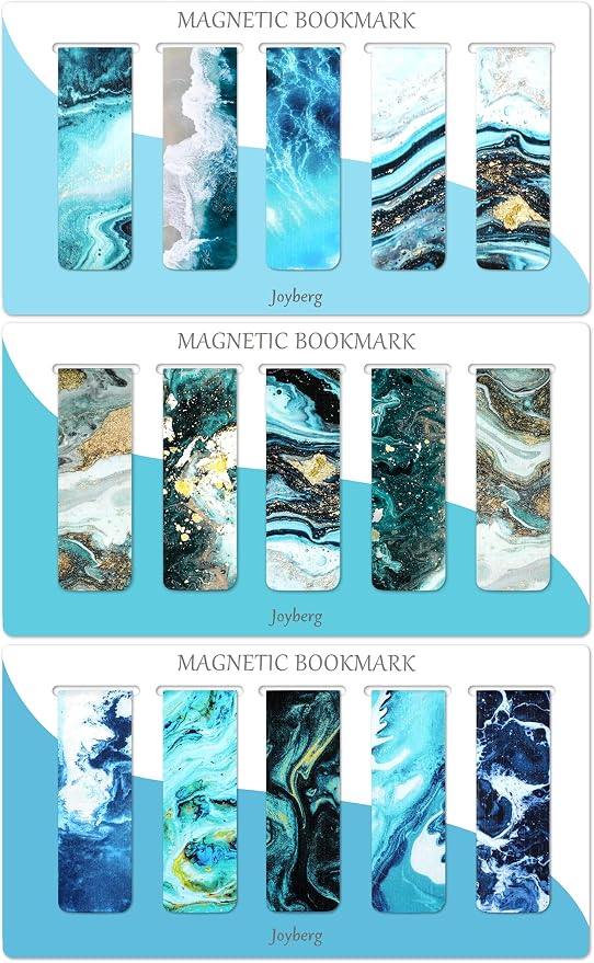 15 Pieces Bookmarks, Magnetic Bookmarks for Women, Men, Book Lovers, Page Markers for Students Teachers Reading (Multi Ocean)