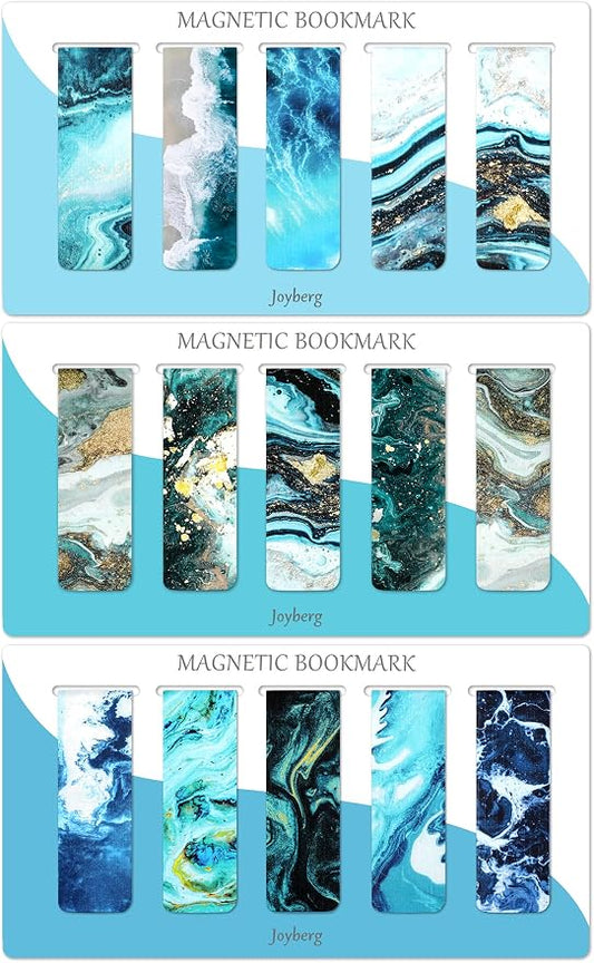 15 Pieces Bookmarks, Magnetic Bookmarks for Women, Men, Book Lovers, Page Markers for Students Teachers Reading (Multi Ocean)