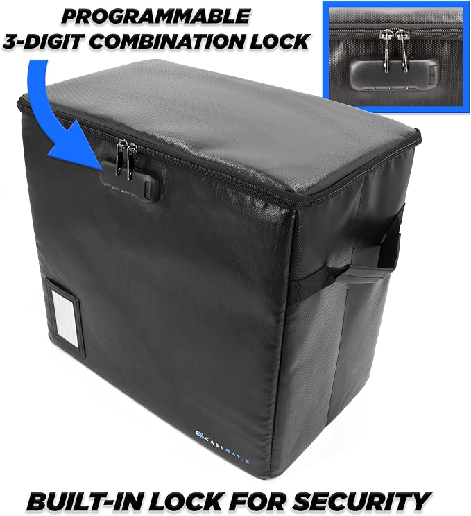 CASEMATIX Classic Black Graded Comic Book Storage Bin, 3 Pack, Fits Up To 30 Slabs, Fire Resistant, Lockable, Collapsible