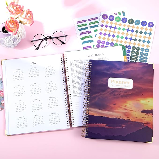Yoment 2026 Planner Weekly and Monthly 8.5"x11" Large Hardcover Planner from Dec 2025 - Dec 2026 13 Months Calendar Academic Planners for Women Men Agenda Daily Weekly Yearly Planning with Tabs, Cloud