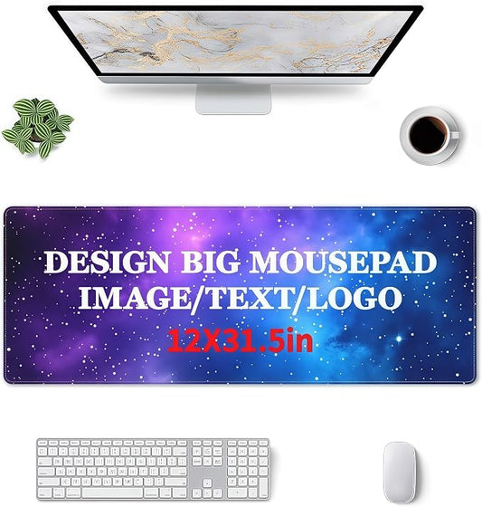 Custom 12" X 31.5" Desk Mat with Photo Logo Text, Personalized Mouse Pad with Picture, Custom Big Mouse Pads for Desk, Gift for Men Dad Husband on Birthday Anniversary Christmas