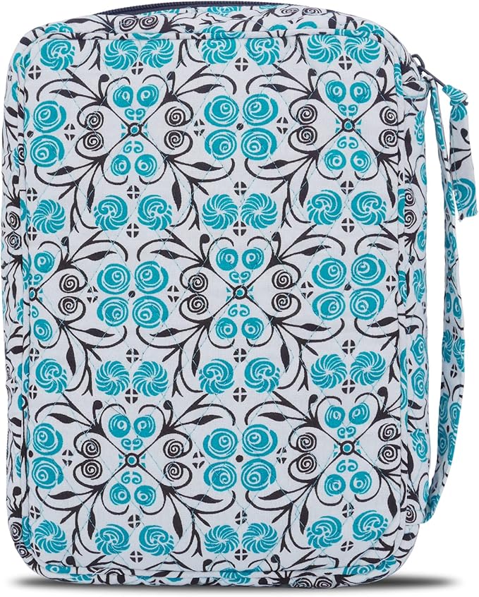 DIWI Quilted Cotton Bible Cover Bible Case Book Bag Large Sizes 10 X 7 X 2.75 Inches (C1 Green Lollipops, L)
