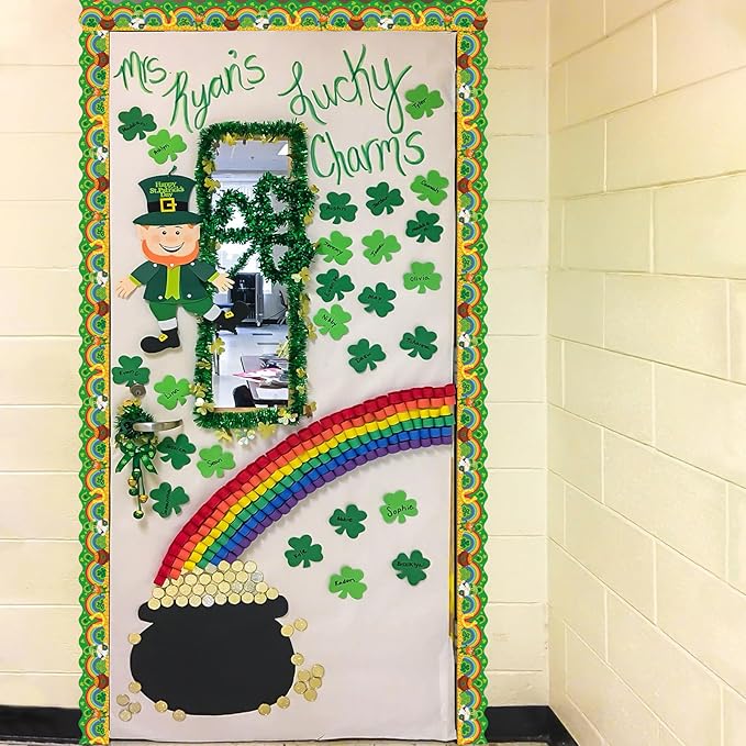 72 Feet St Patricks Day Shamrock Clover Borders for St. Patrick's Day Bulletin Board Classroom Decoration