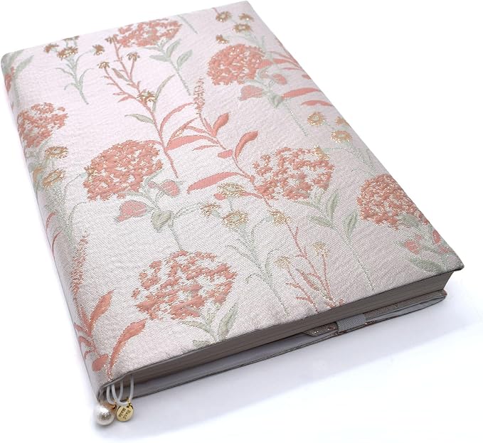 BLBMH 6.5x9.5 Bible Cover Fixed Non-Stretch Fabric Book Protector with Bookmark | Handmade Washable Sleeve for Hardcover/Paperback | Gift for Women - Dandelions Pink