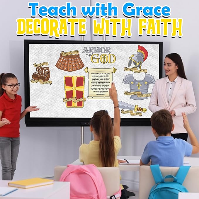 Fun Express Armor of God Cutouts - Set of 6 - Sunday School and Religious Classroom Decor - VBS Vacation Bible School Supplies/Decor