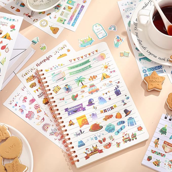 24 Sheets Daily Planners Holiday Seasonal Planner Stickers Birthday Monthly Celebrations Monthly Sticker Book Planner Accessories for Calendar Planning Scrapbooking General Events