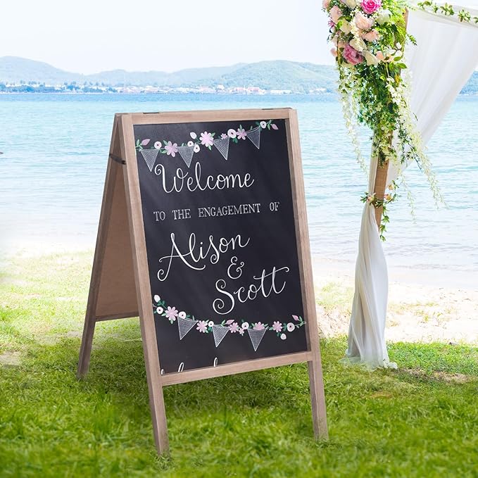 RHF Chalkboard, Chalkboar Sign, A Framed Sidewalk Sign,Sandwich Chalkboards,Rustic Menu Display for Restaurant, Double Sided, Wedding Chalkboard Easel, 22" by 40" Blackboards, Vintaged