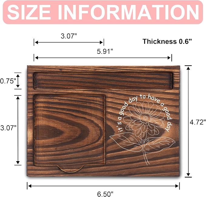 Motivational Gifts, Inspirational Gifts, Positive Gifts, Encouraging Gifts, Sticky Note Holder, Post-it Note Dispenser for Desk, Wooden Post-it Note & Pen Holder 6.5" x 4.7" - FTA119
