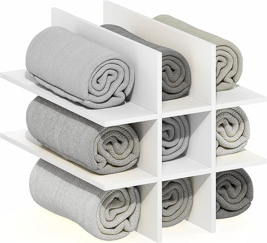 Furinno Cubicle Cube Insert, 9-Compartment Cube Organizer, Geometric Shelf Accessory, Fits into Furinno Triple Thick Cubes, IKEA Kallax, for Organizers and Storage, White