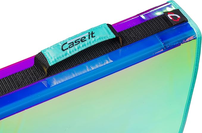 Case-it Iridescent Go Tab Zipper, 2" O-Ring with Removeable 5-Color tabbes, Expanding File Folder and Shoulder Strap and Handle, PS-440-VC-C, Pack of 6