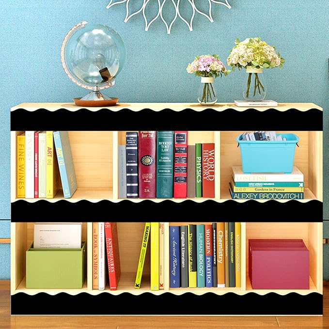 Fancy Land Black Bulletin Board Border Black Scalloped Borders for Classroom Decor Back to School Supplies 52Ft