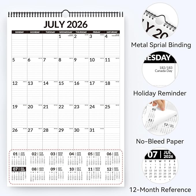 Forvencer 2026 Calendar, Extra Large 22"x15" Wall Calendar, 20-Month from May 2026 to Dec 2027, Big Numbers Bold Print, Vertical Hanging Monthly Planner, Spiral Hook & Stickers for Seniors Home Office