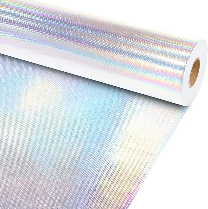 Iridescent Bulletin Board Roll Reusable Waterproof Erasable Silver Holographic Non-Woven Fabric Bulletin Board Roll Iridescent Laser Poster for Teacher Classroom Decors Wrap Crafts 15.75" x 12ft