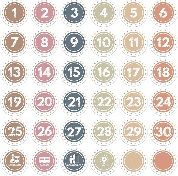 Boho Line up Spots for Classroom - 36pcs Number Stickers for Classroom Floor Stickers Dots for Classrooms Floor Decals for Classrooms Lining up Back to School Kindergarten Preschool Supplies