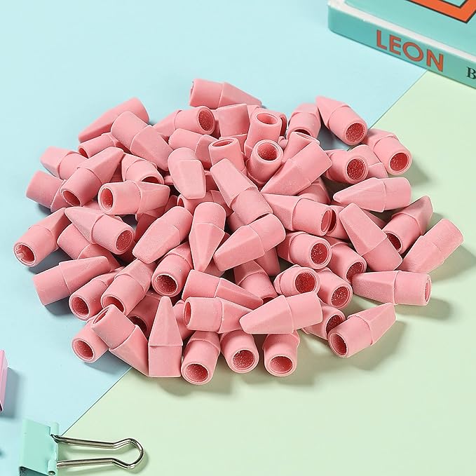 Mr. Pen- Pencil Top Erasers, 120 Pack, Pink, Latex-Free, No-Smudge Cap Pencil Erasers for Precise Erasing, Kids, Teachers, Studying Supplies