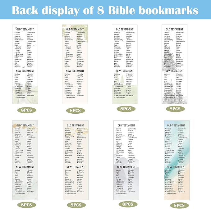 Qilery 64 Pieces Books of the Bible Bookmarkers Large Print Christian Gifts Book Markers for Reading Christian Religious Bookmarks for Lovers Readers Office Supplies Gift