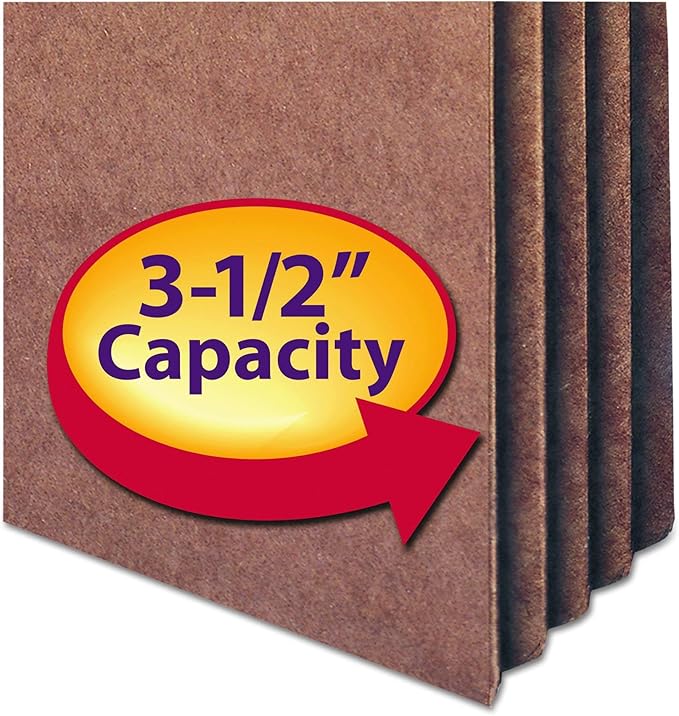Smead File Pocket, Straight-Cut Tab, 3-1/2" Expansion, Letter Size, Redrope, 25 per Box (73224)