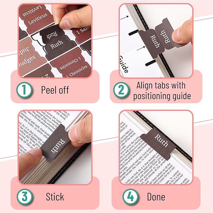 Mr. Pen- Bible Tabs, 75 Tabs, Brown, Laminated Bible Tabs for Women and Men, Bible Tabs for Study Bible, Large Print Bible Index Tabs, Bible Book Tabs, Bible Labels Tabs, Mr. Pen Bible Tabs