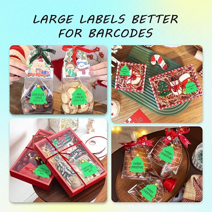 Thermal Labels Christmas Tags for Xmas Compatible with Phomemo M100/M110/M150/M221/M220/M120/M200/M250 Label Printer,1.97''x3.15''(50x80mm), 100 Labels/Roll