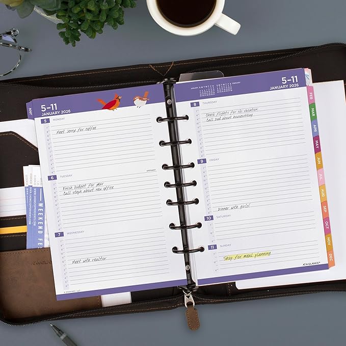 AT-A-GLANCE 2026 Planner Refill, Weekly & Monthly, 5.5" x 8.5", Size 4, Desk Size, 52122 Day-Timer, Kathy Davis (KD81-285Y-26)