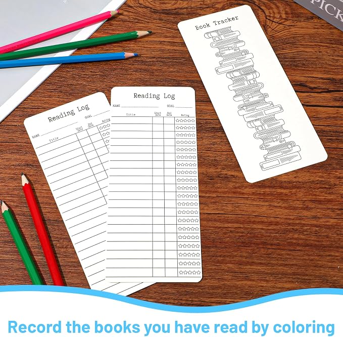 Molain 12pcs Reading List Bookmark, Book Tracker Blank Bookmark Reading List Library Card Page Markers for Book Lovers Enthusiasts