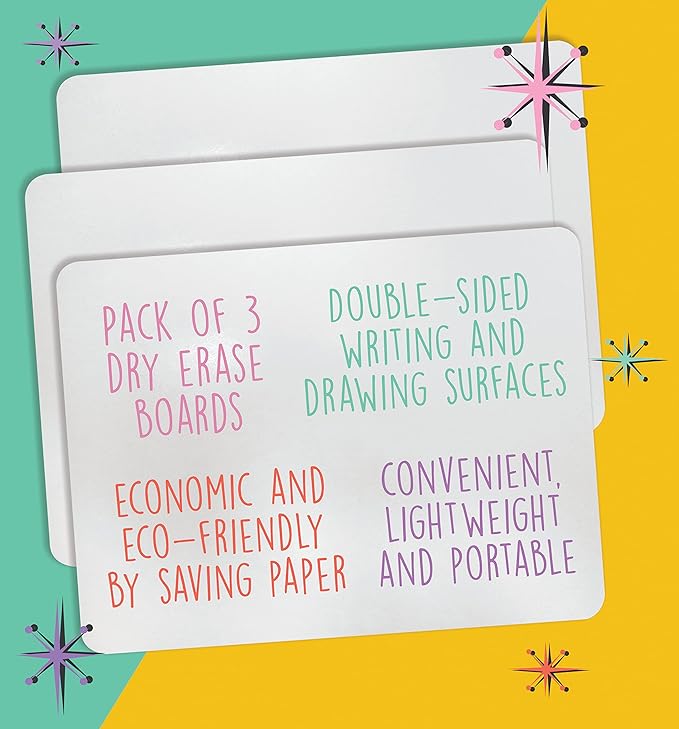 Better Office Products Premium Dry Erase Boards, 9" x 12", Double Sided Lapboards, Small White Board Pack, Classroom Lapboards for Students, (3 Pack)
