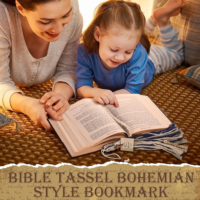 Skyygemm 4 Pcs Bible Tassel Bookmark 2026 Graduation Christian Gift Sunday School Supply Colorful Boho Bible Verses Cross Bookmark Class Reward for Back to School Supplies Book Lovers Christian Gift
