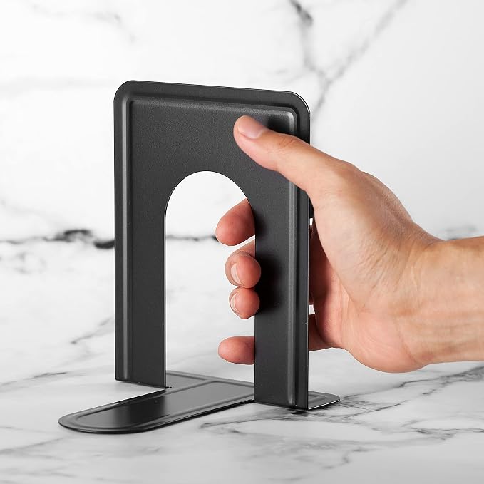 Mr. Pen- Book Ends, Black, 6 Pack, Heavy Duty Metal Bookends for Shelves, Book Holders for Shelves, Metal Bookends