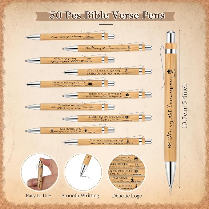Spakon 100 Sets Fathers Day Gifts for Church Christian Pens Bulk Bible Verse Pen Religious Double Sided Emergency Numbers Bookmark for Men Women Sunday School