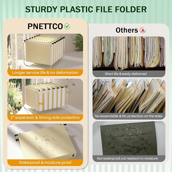 12 Pack Letter Size Hanging File Folders, Yellow File Folders, Yellow Hanging Folders with Tabs, Letter Hanging File Folder for Filing Cabinet Hanging with Expandable Bottom
